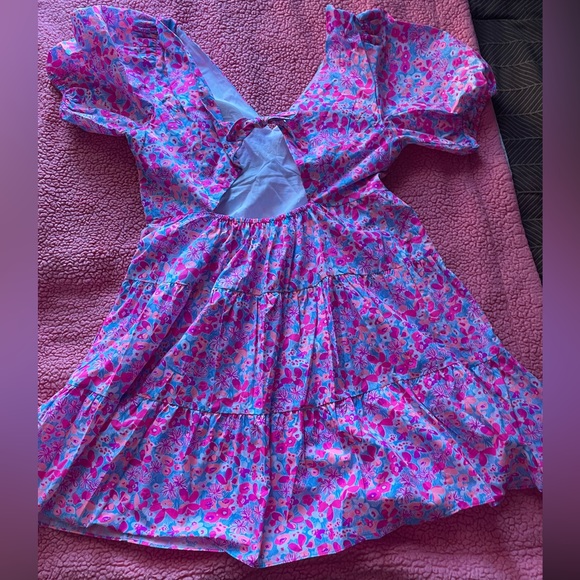 NWT Lilly Pulitzer Nalani Short Sleeve Cotton Dress- 16- Aura Pink Baby Bloomer - Picture 5 of 7